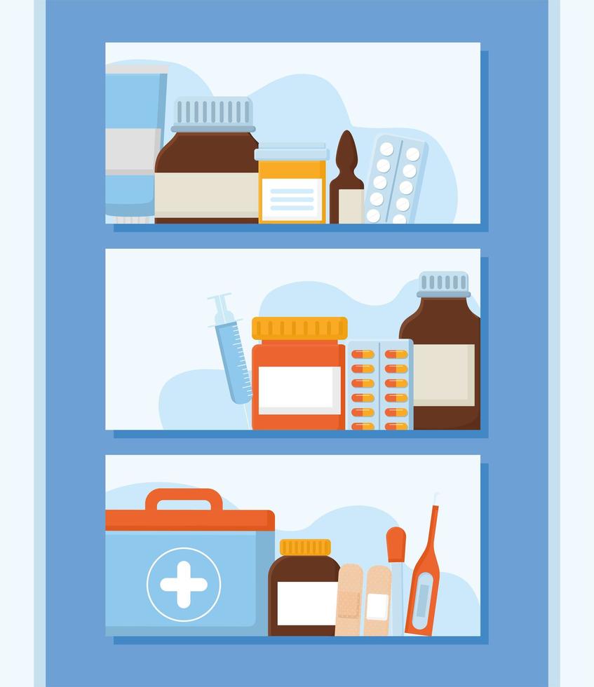 cartel de iconos de medicina vector