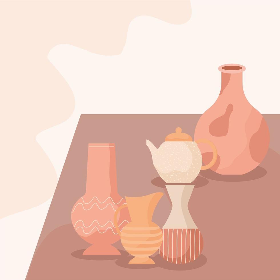 pottery jars poster vector