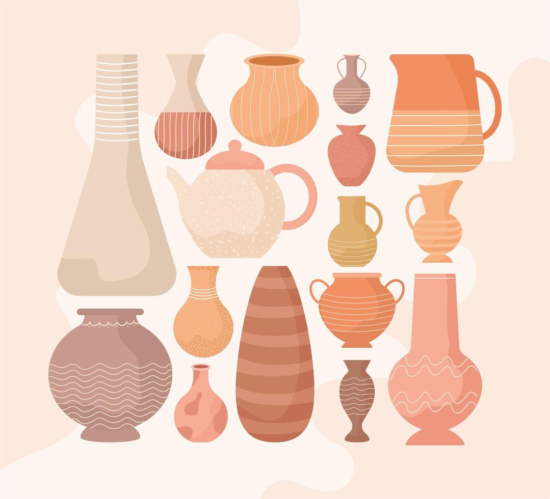 nice pottery jars vector
