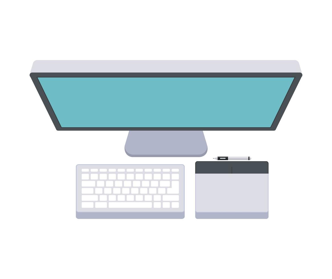 desk computer design vector