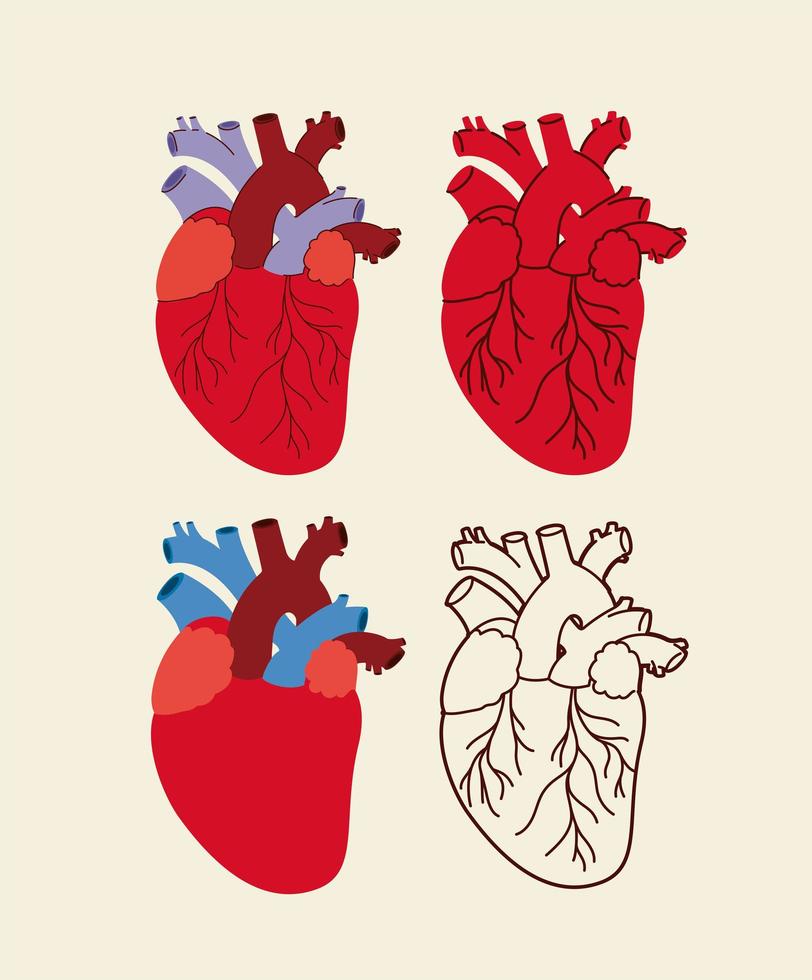 four nice hearts vector