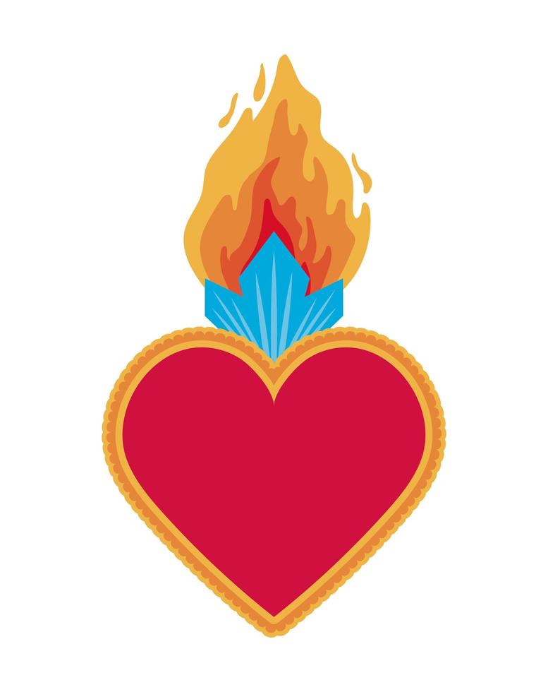 heart with fire crown vector