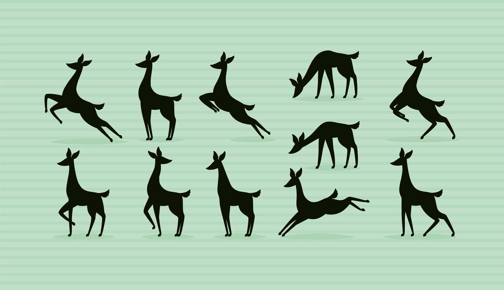 eleven deers silhouttes vector