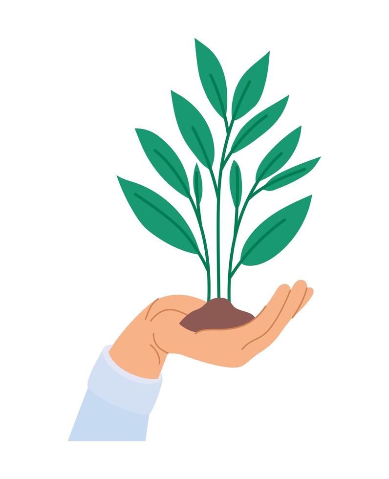 plant on hand vector
