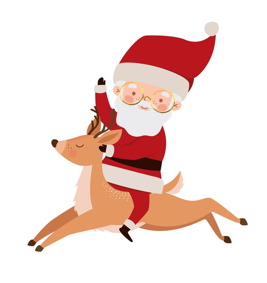 santa on reindeer vector