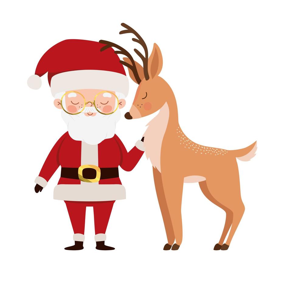 santa and reindeer vector