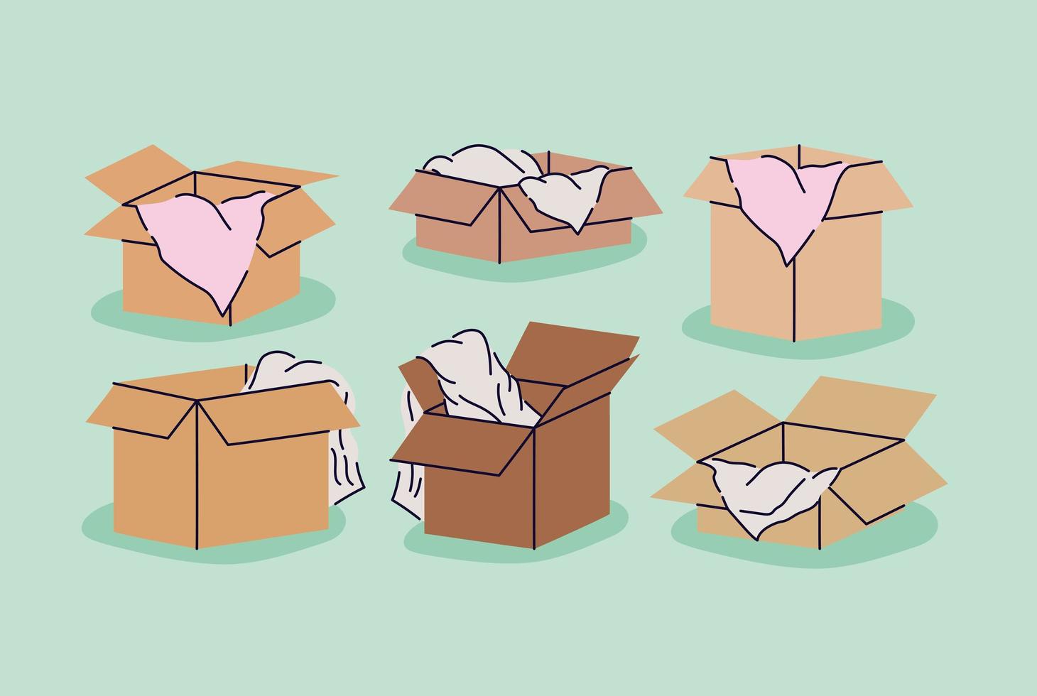 six boxes stacks vector