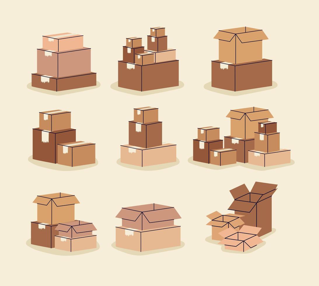 nine boxes piles vector