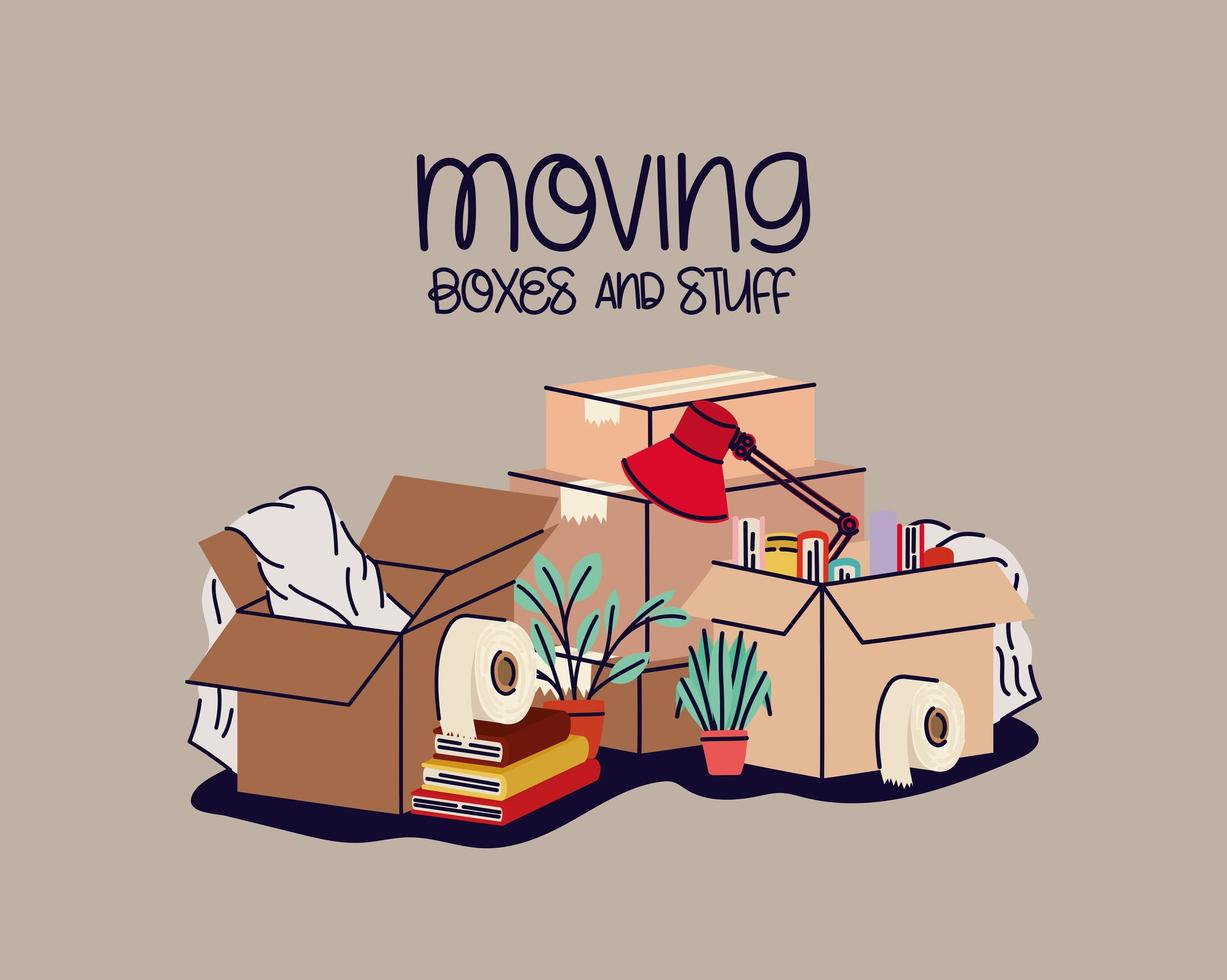 moving boxes design vector