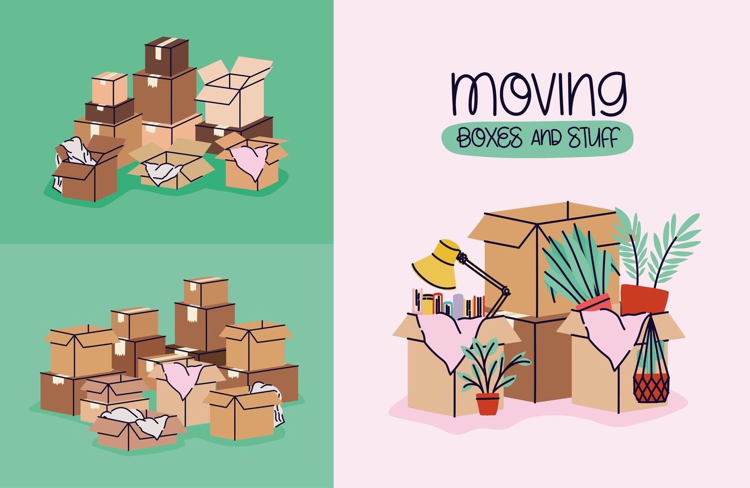 moving boxes posters vector