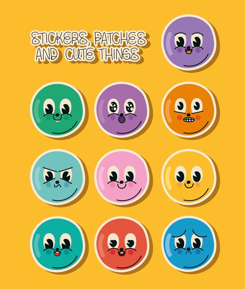 ten cute patches 4430205 Vector Art at Vecteezy