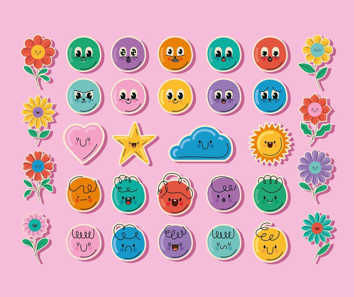 bundle of stickers vector
