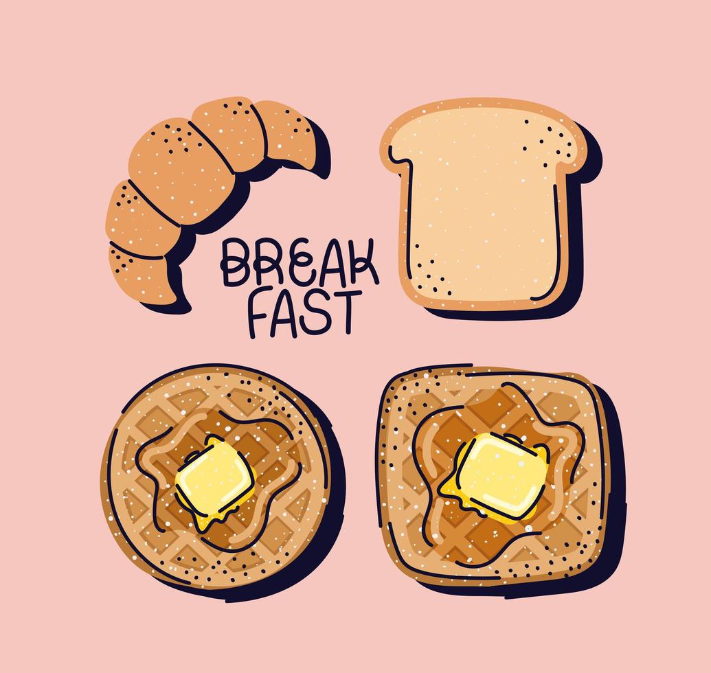 cute breakfast icons vector