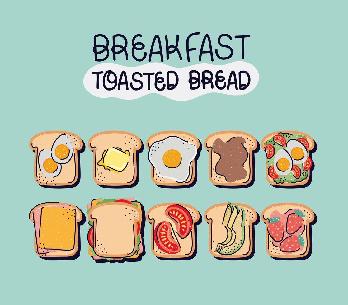 nice toasted breads vector