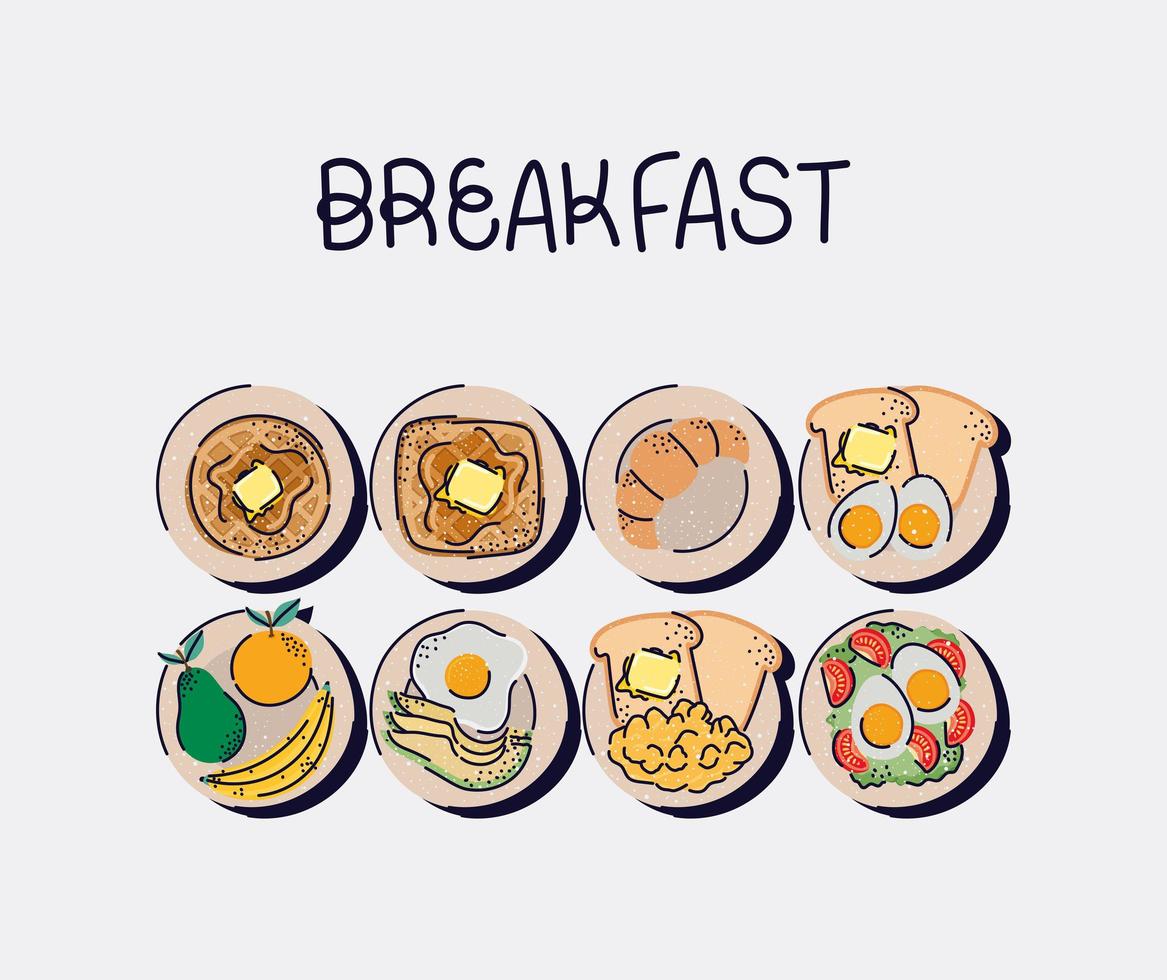 nice breakfast icons vector