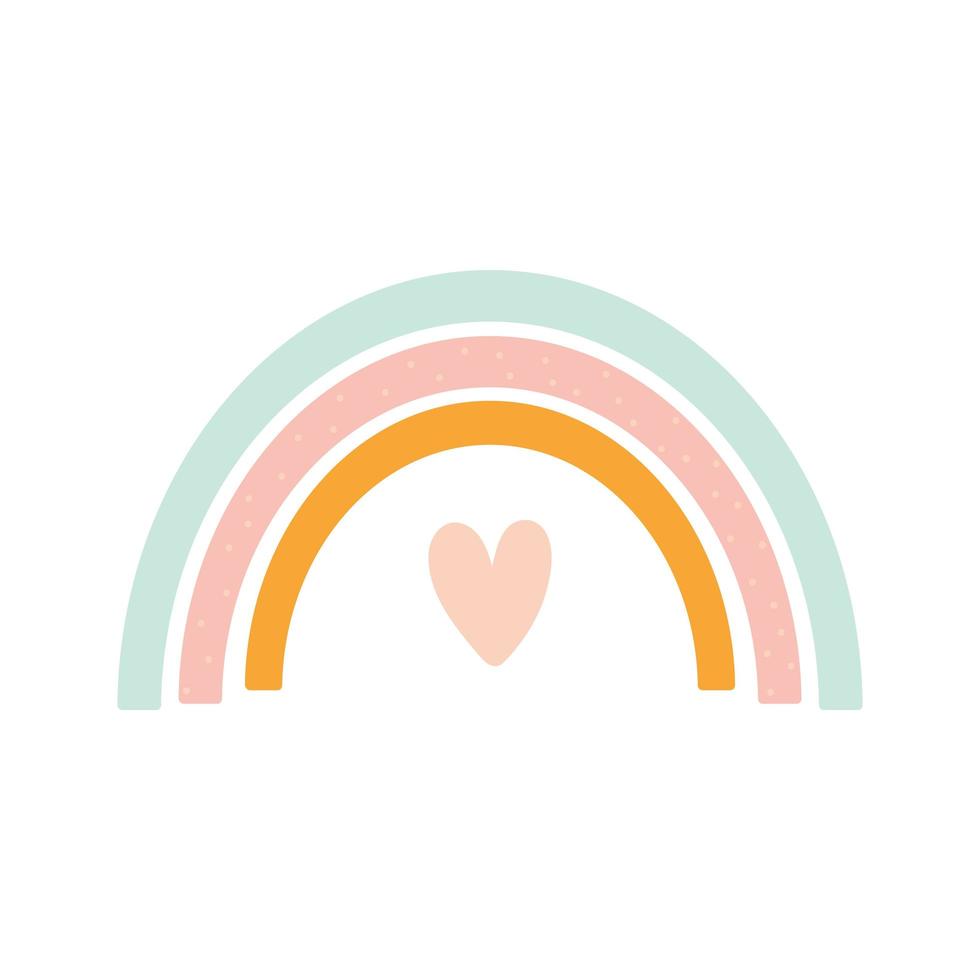 arco iris con un corazón en la parte inferior vector