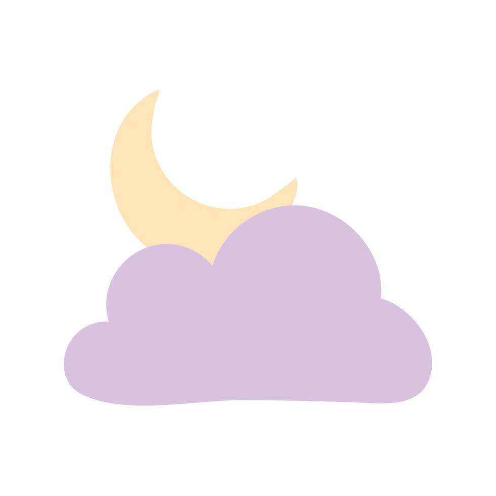 luna y nube en fondo blanco vector