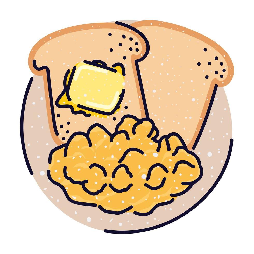 bread and scrambled eggs vector