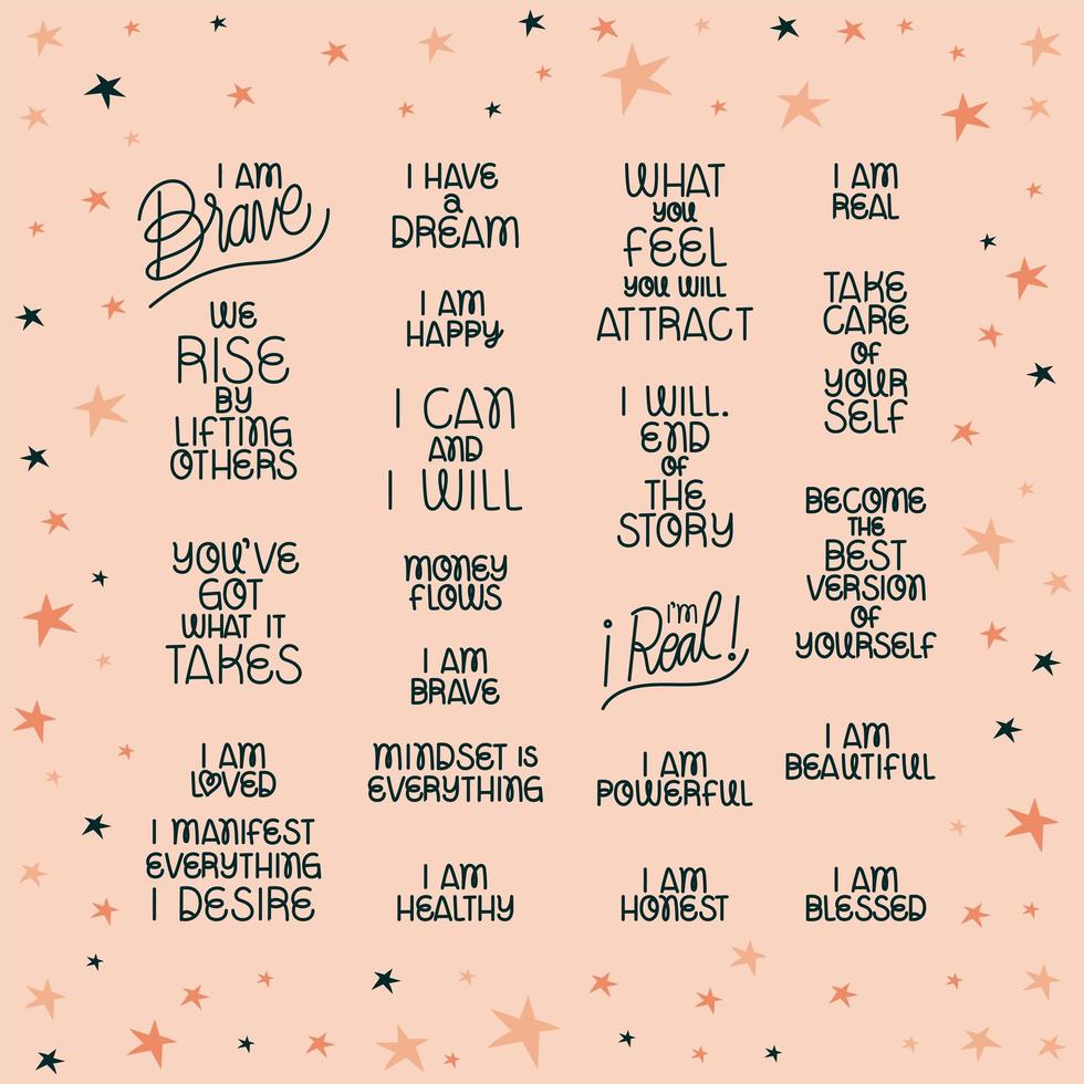 pretty affirmation phrases vector