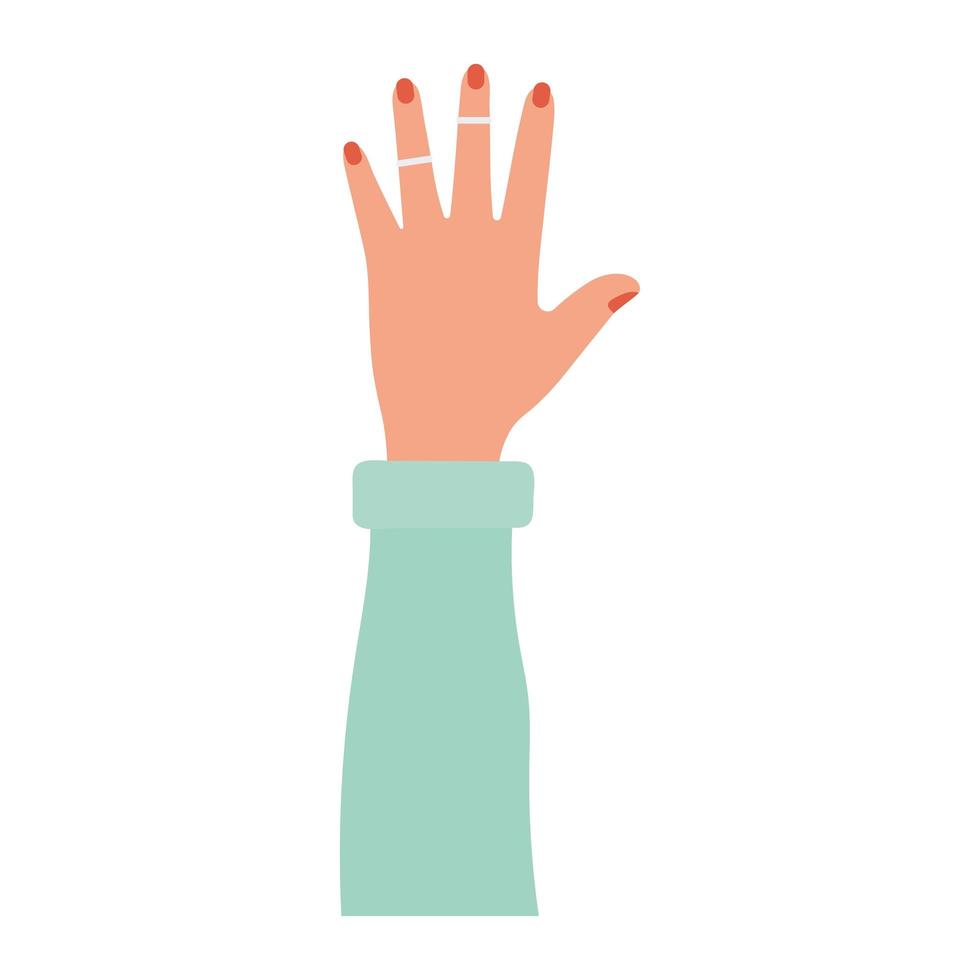 caucasian arm with one hand and red nails vector