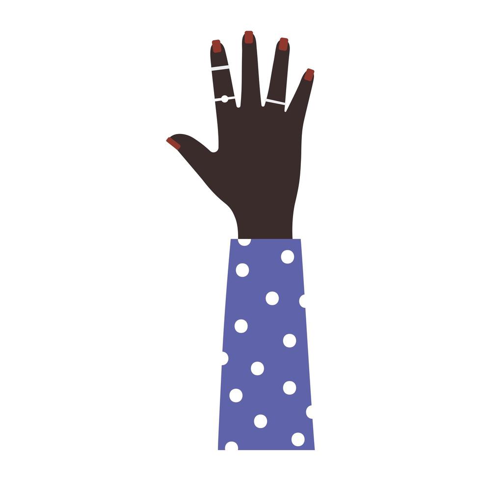 afroamerican arm with one hand and brown nails vector