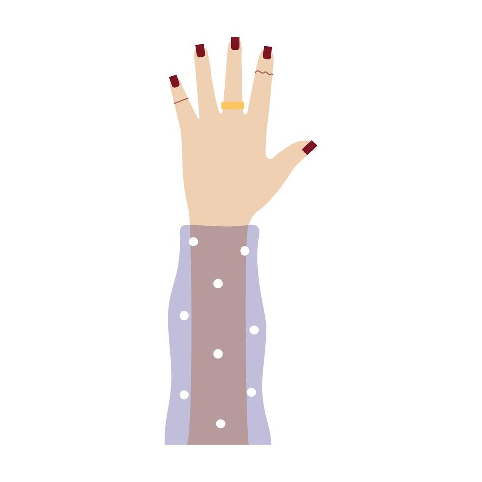 caucasian arm with one hand and crimson nails vector