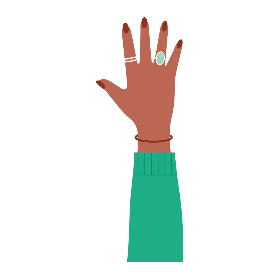 latin arm with one hand and brown nails on a white background vector