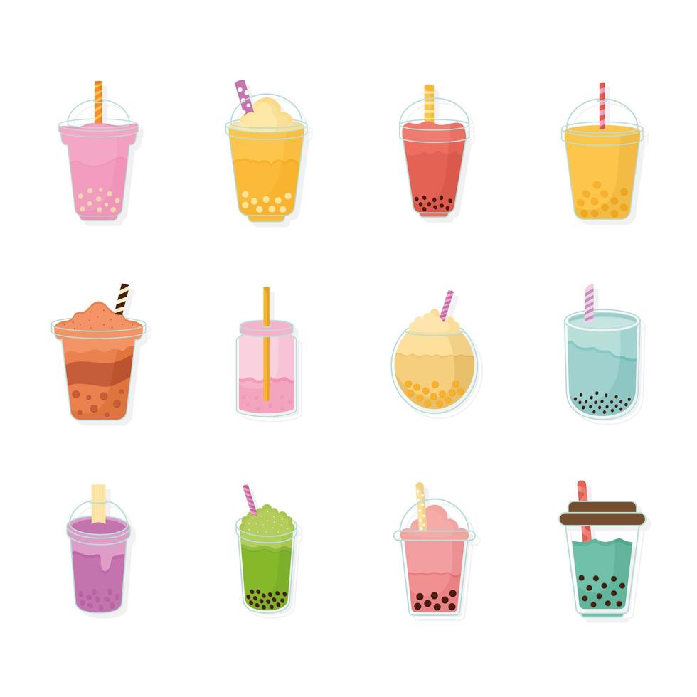 set of milkshakes on a white background vector