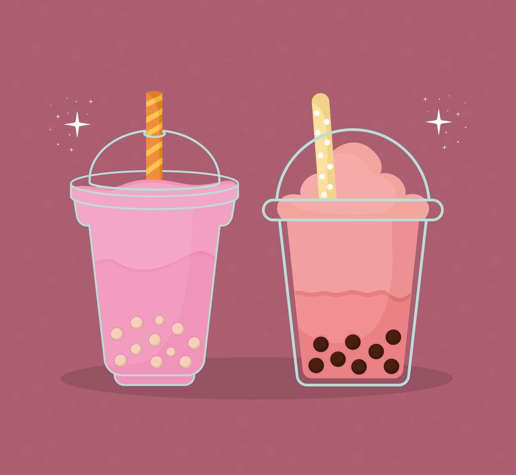 milkshake and asian taiwanese drink vector