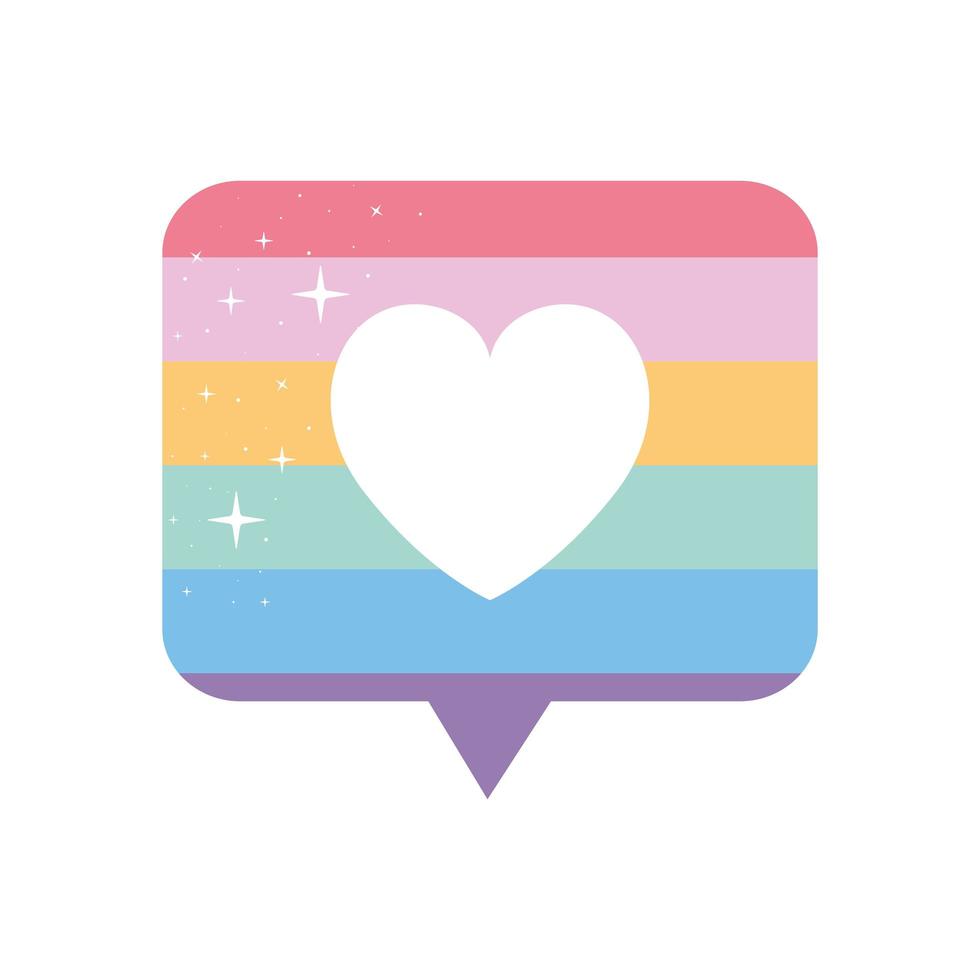 message bubble with pride lgbtq color and one heart vector