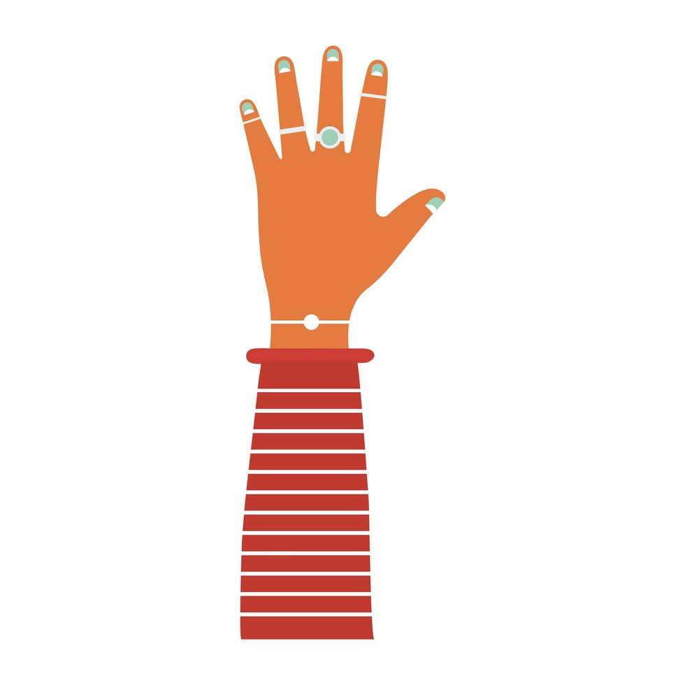 caucasian arm with one hand and green nails vector