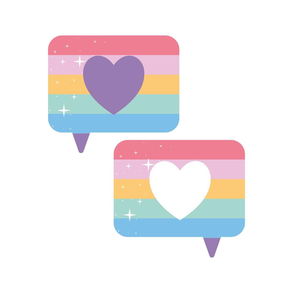 orgullo lgbtq mensaje en color burbujas con un corazón en el medio vector