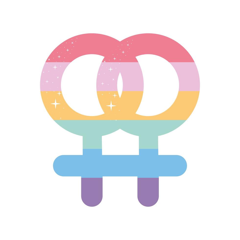 venus symbol with lgbtq pride colors vector