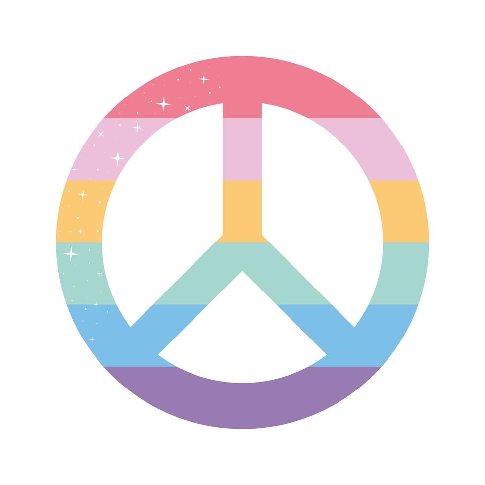 peace symbol with lgbtq pride colors vector