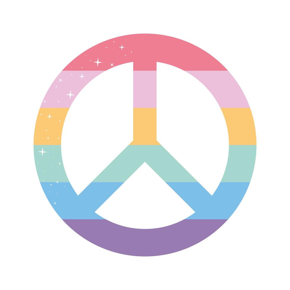 peace symbol with lgbtq pride colors vector