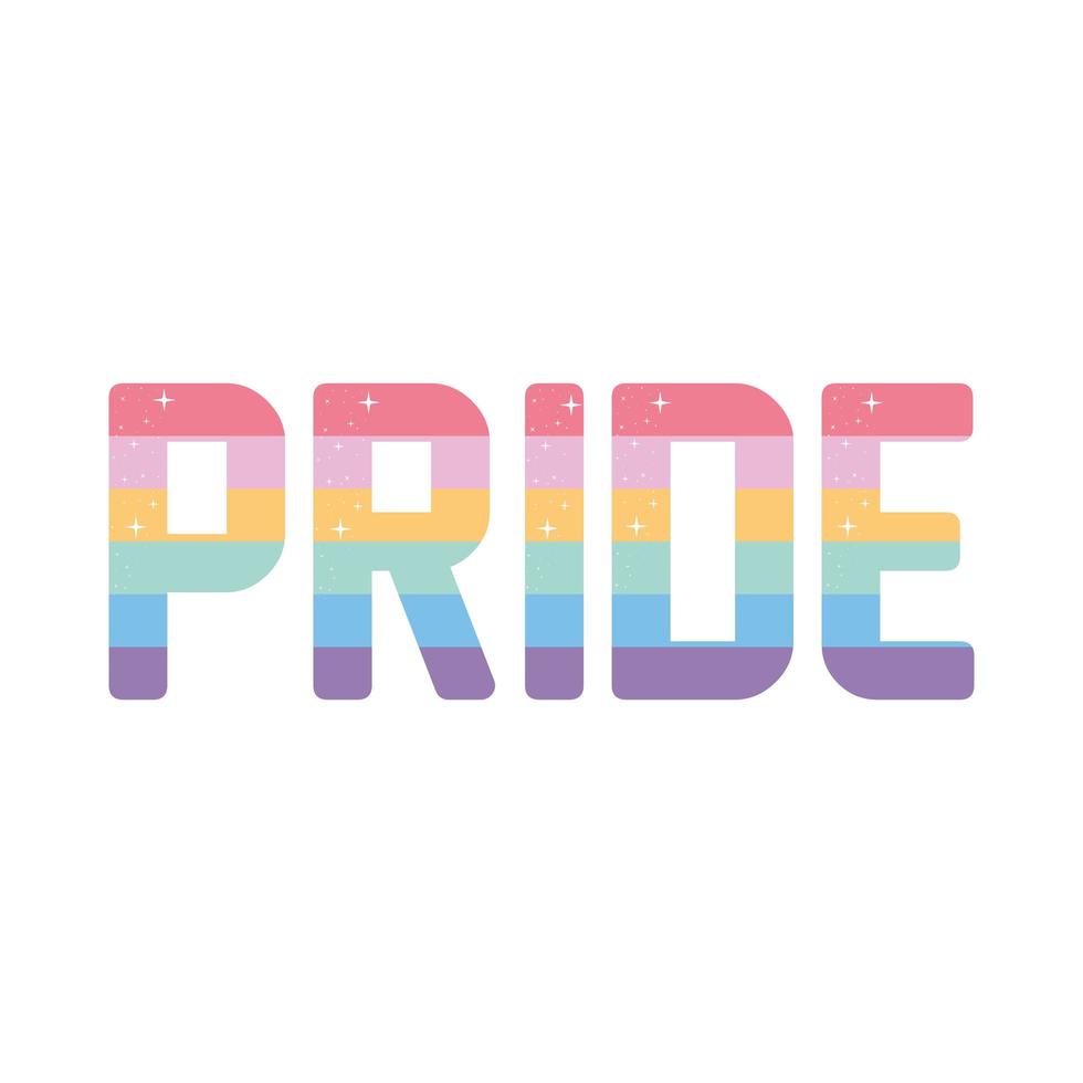 pride lettering with lgbtq pride colors vector