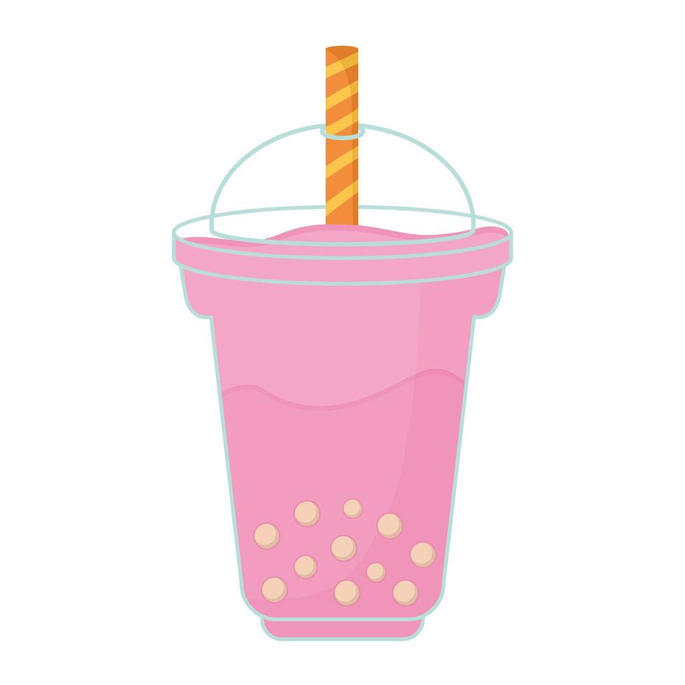 milkshake with a pink color and bubbles vector