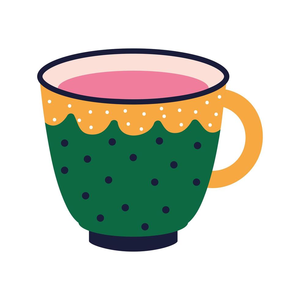 cup of tea with a green color and dots vector