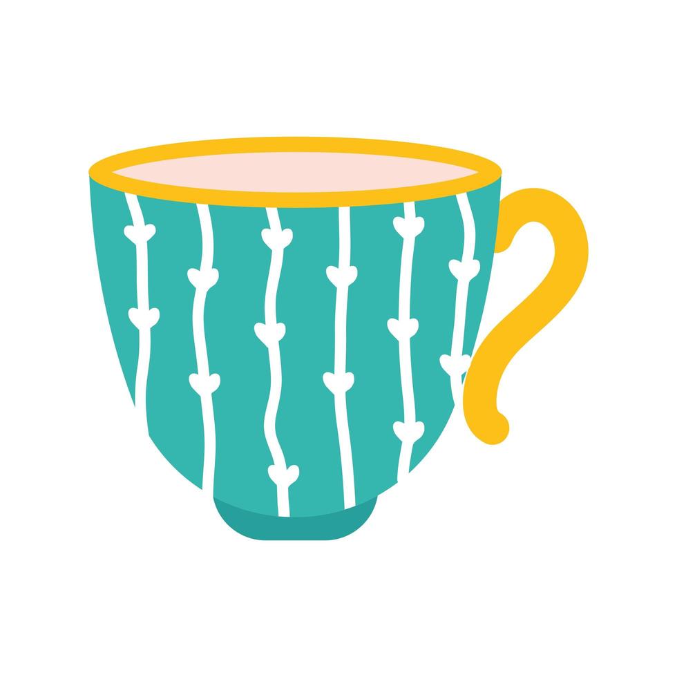 cup of tea with a lines of different color and white dots vector