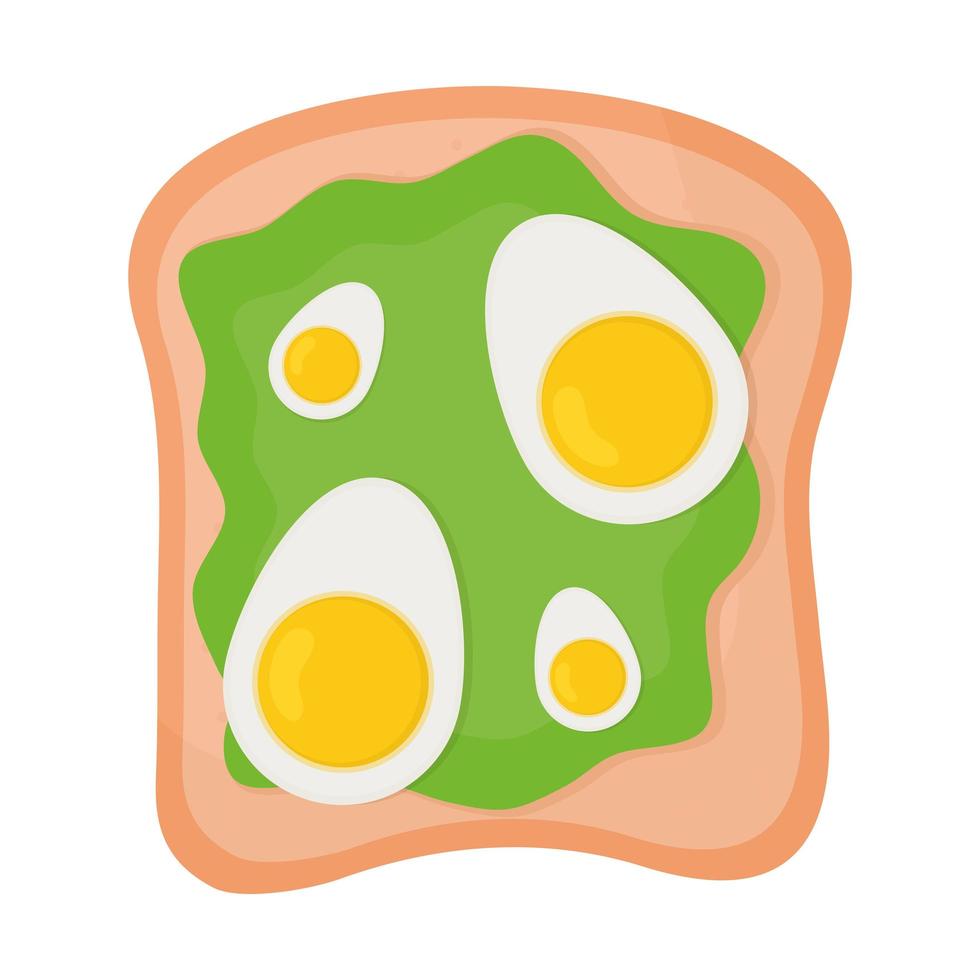 bread with guacamole and eggs in the top of it vector