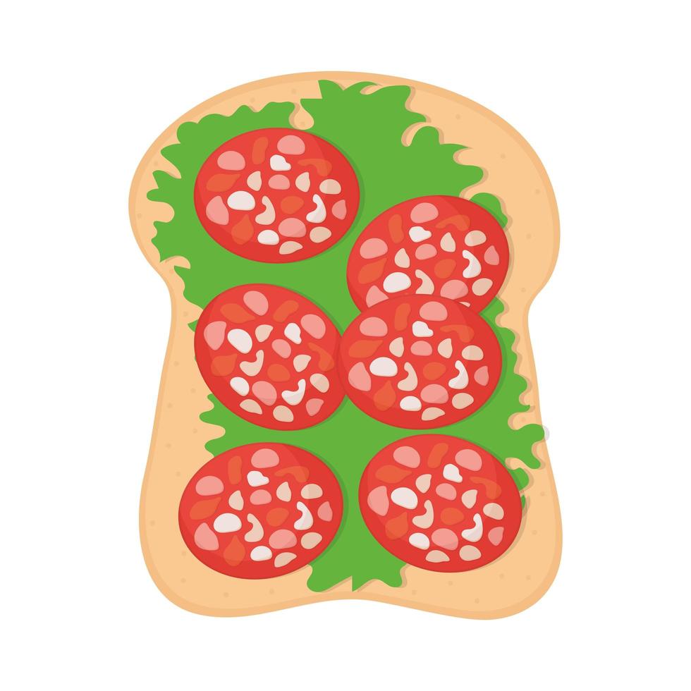 bread with lettuce and tomatoes on top vector