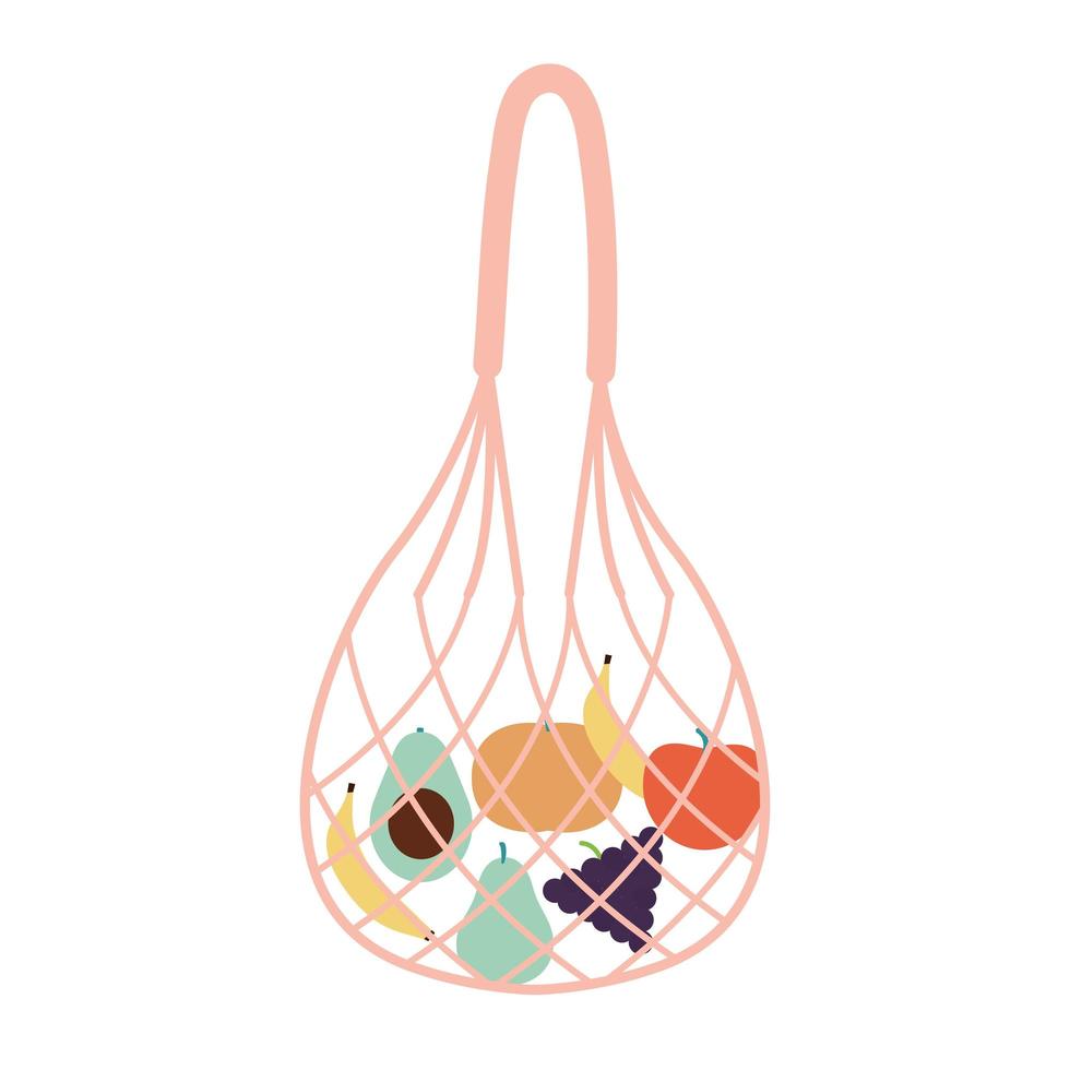 eco bag with a fruits inside of it on a white background vector