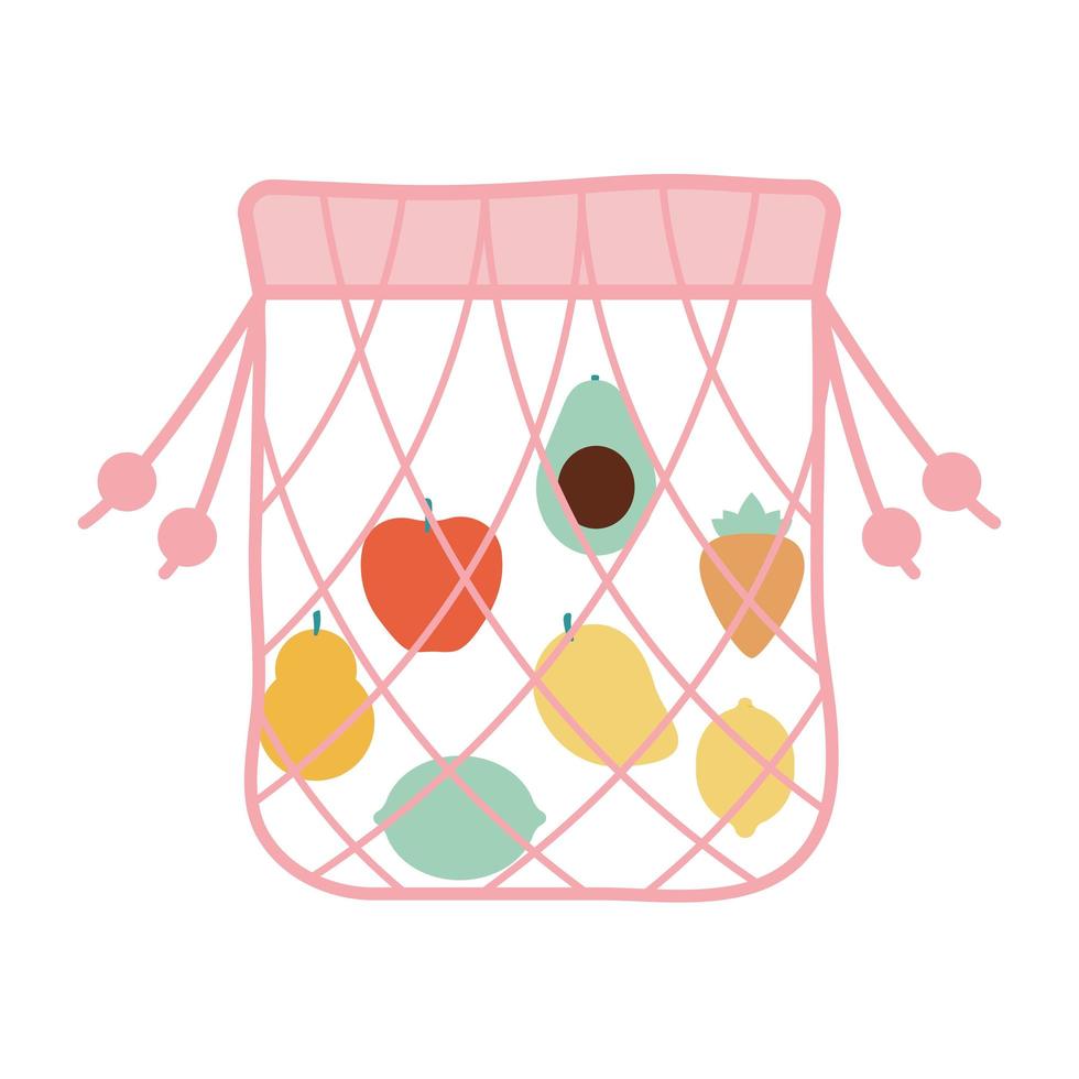 eco bag with a fruits inside of it vector