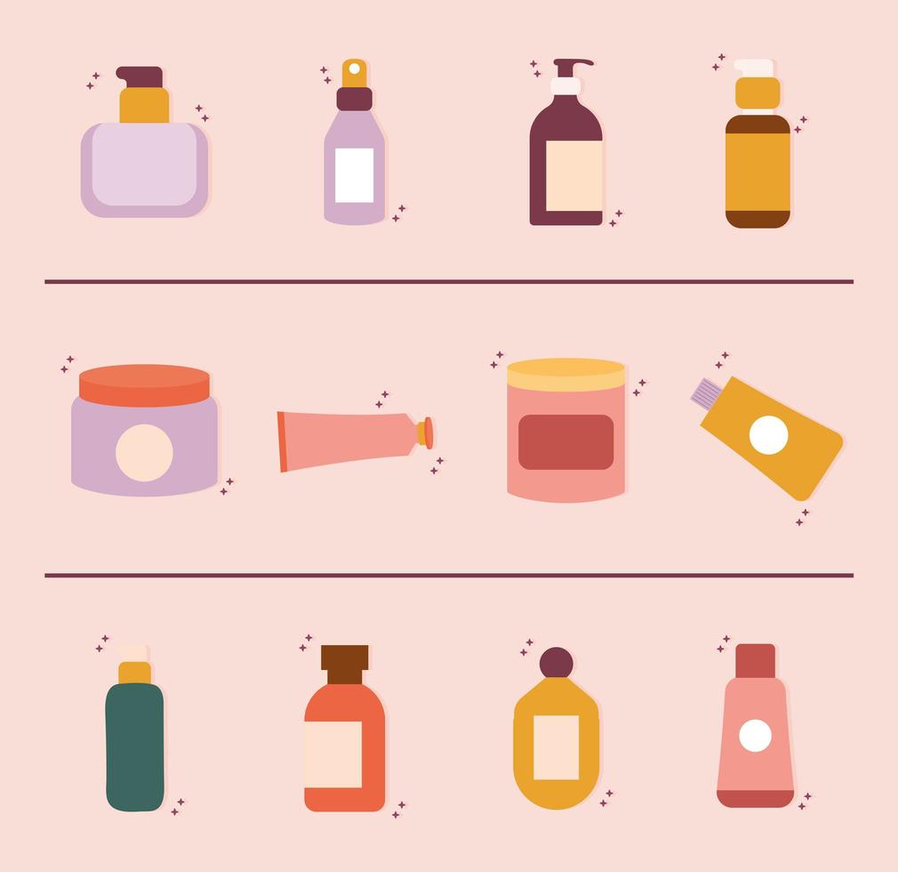 set of organic cosmetic icons vector