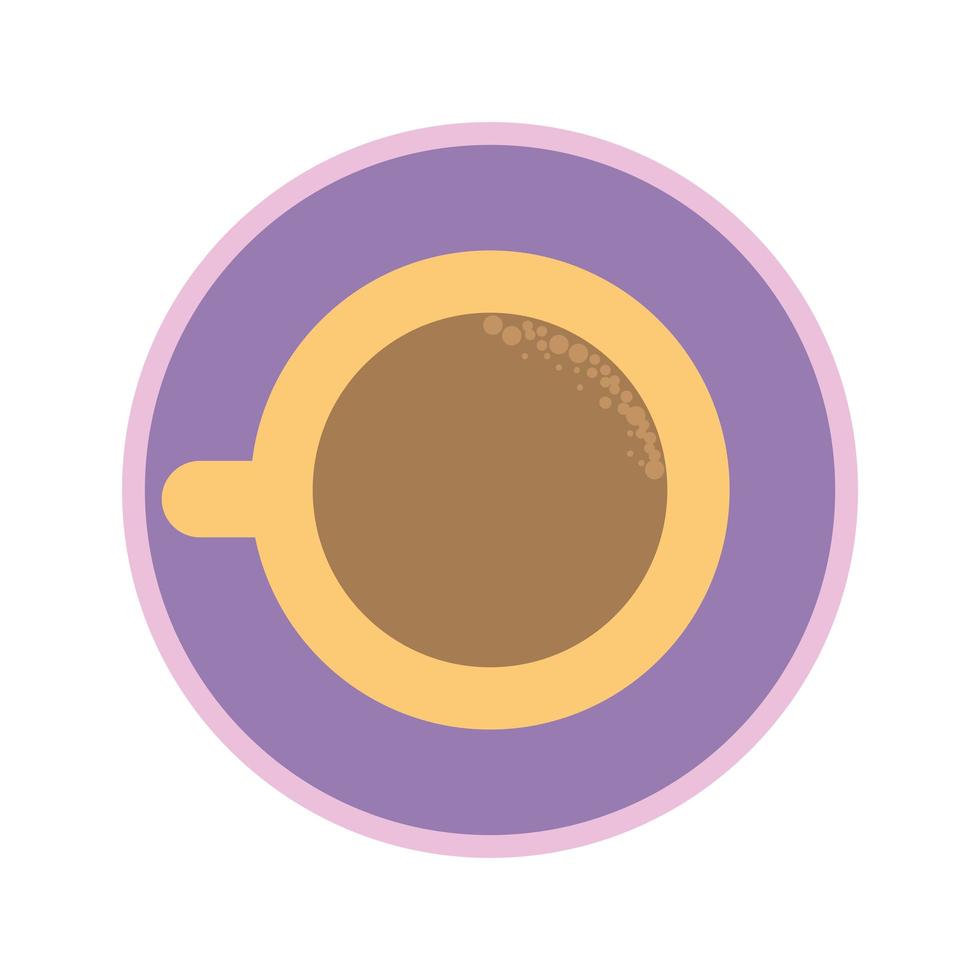 cup of dark coffee on a purple plate vector