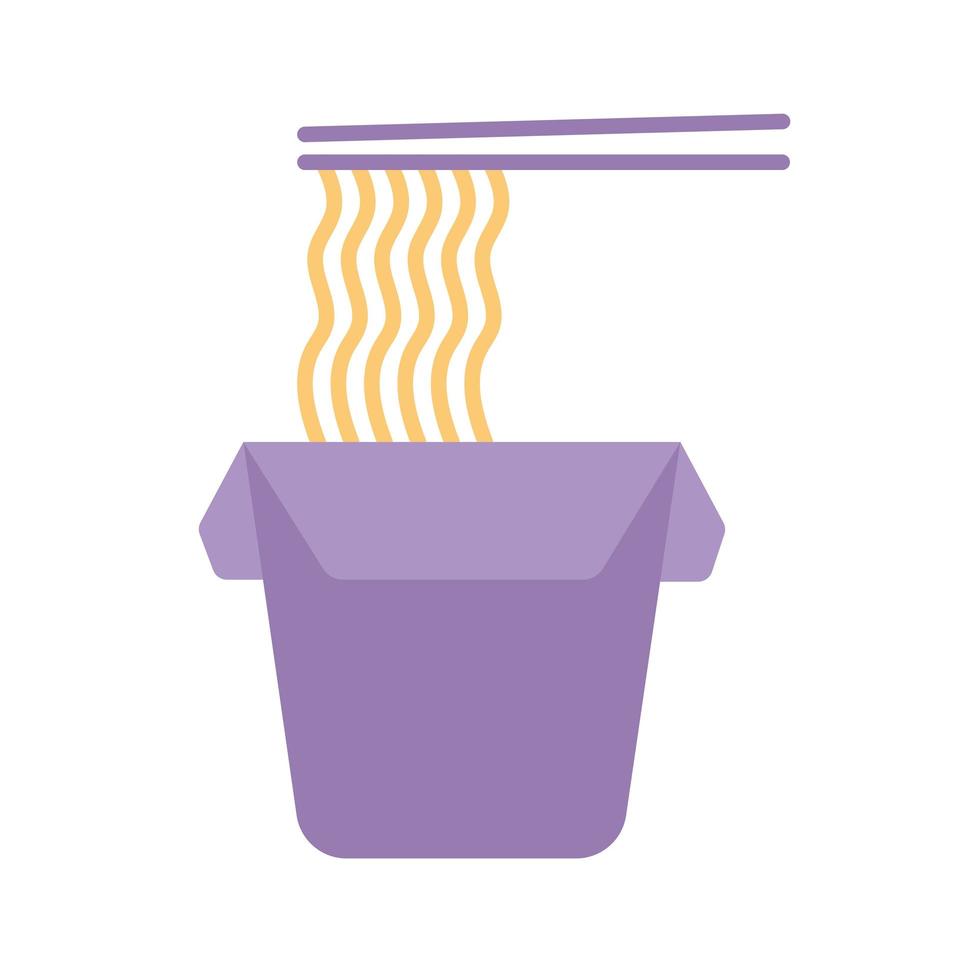 box with noodles and two chopsticks vector