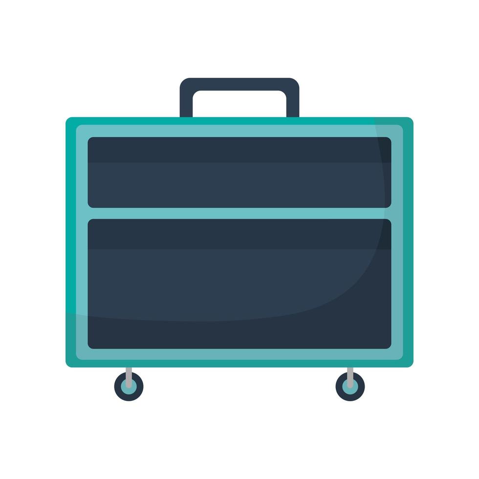 suitcase for travel with a blue color vector