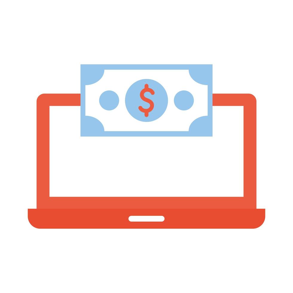 laptop with one dollar in the top vector