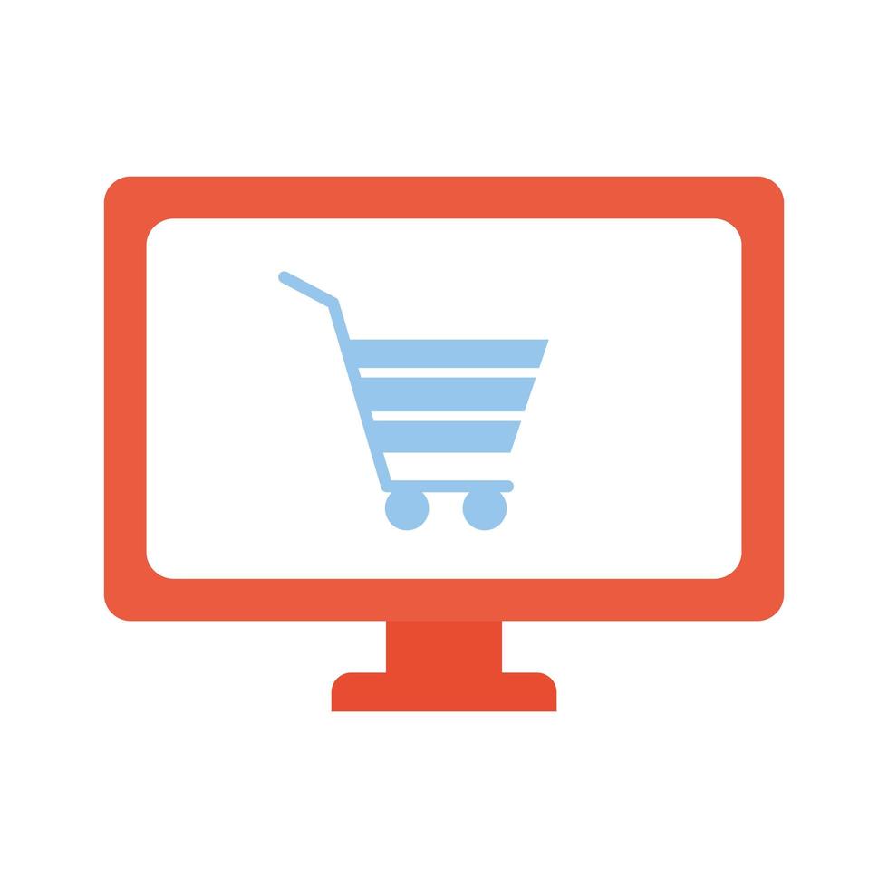 screen with shopping cart symbol in the middle of it vector