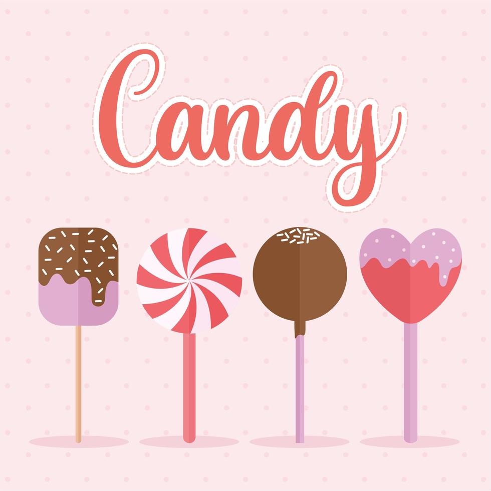 candy lettering with bundle of popsicles vector